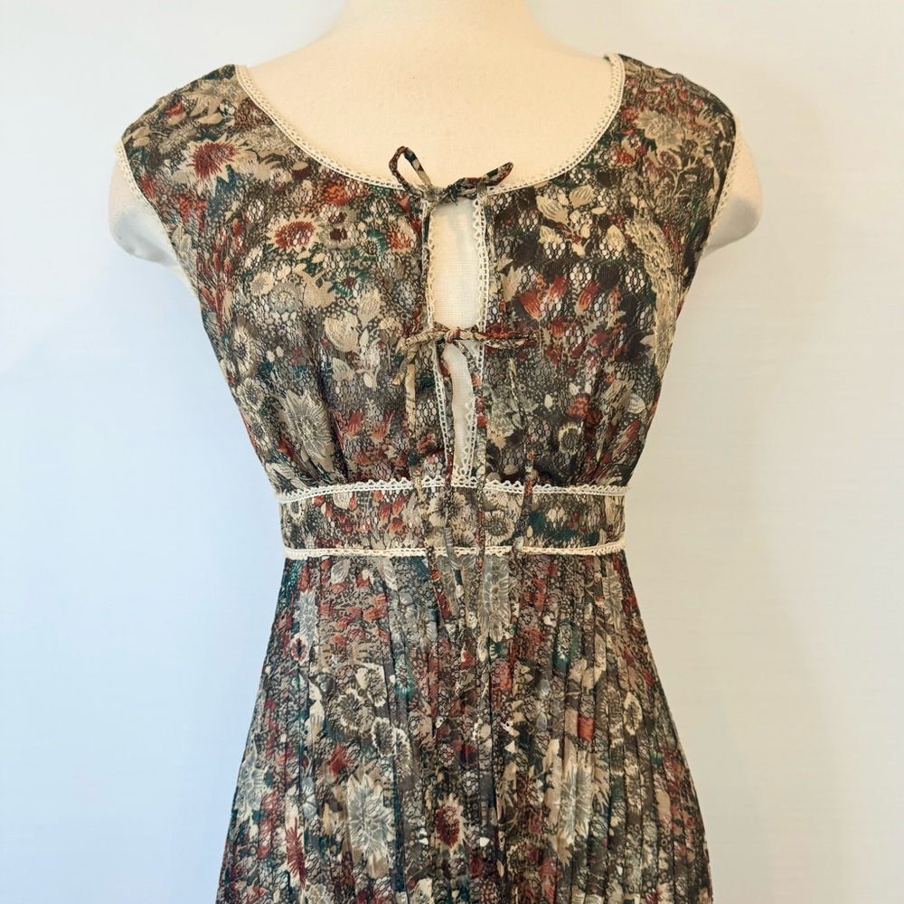 🌺SOLD🌺 Young Edwardian by Arpeja Vintage Floral Prairie Pleated Milkmaid Dress - Picture 9 of 15